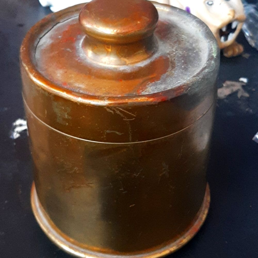 Antique covered brass spitoon